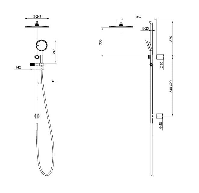 PHOENIX - NX IKO WITH HYDROSENSE TWIN SHOWER MATTE BLACK