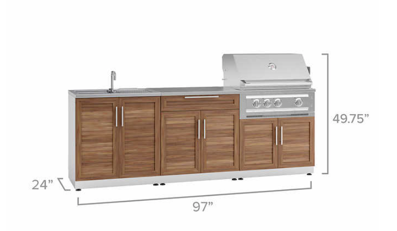 New Age - Outdoor Kitchen 5-piece Grove Stainless Steel with Drop-In Stainless Steel Platinum Grill