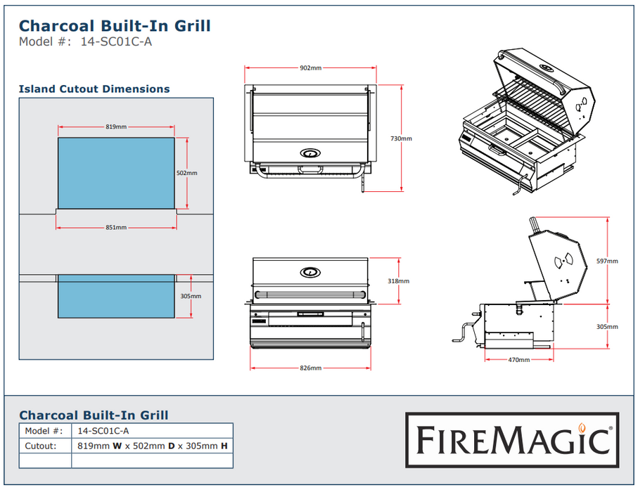 Fire Magic Grills - 762mm Built-In Charcoal Grill