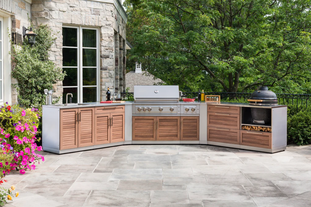 New Age - Outdoor Kitchen 10-piece Grove Stainless Steel with Drop-In Stainless Steel Platinum Grill