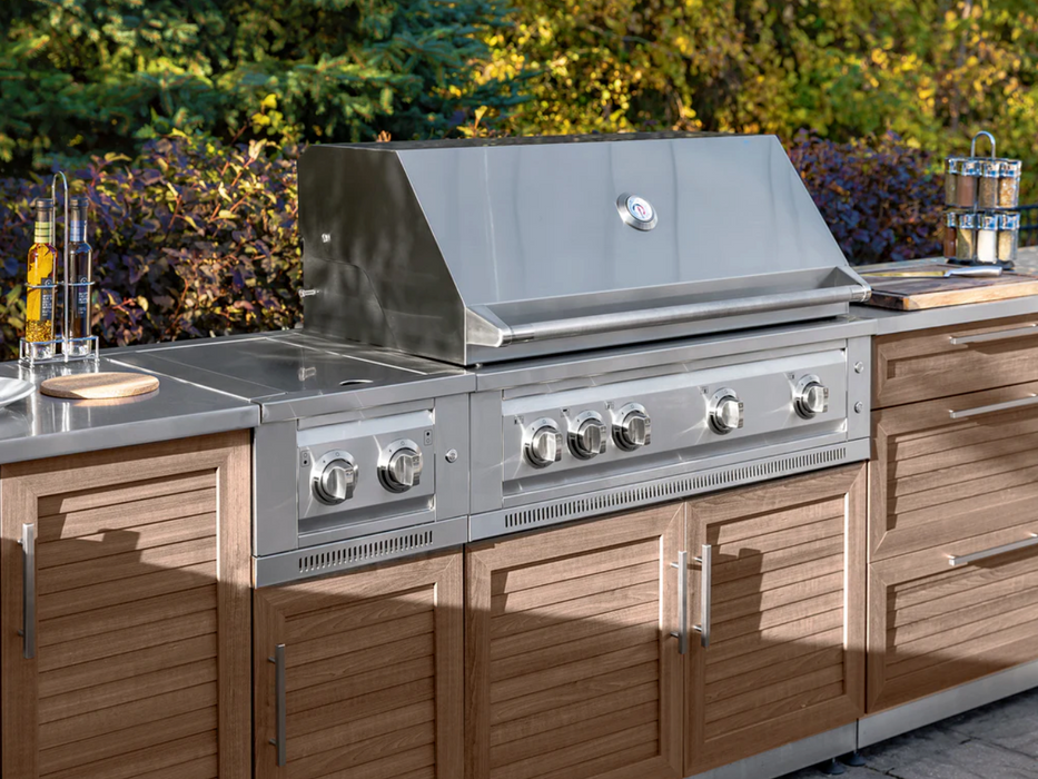 New Age - Outdoor Kitchen 10-piece Grove Stainless Steel with Drop-In Stainless Steel Platinum Grill