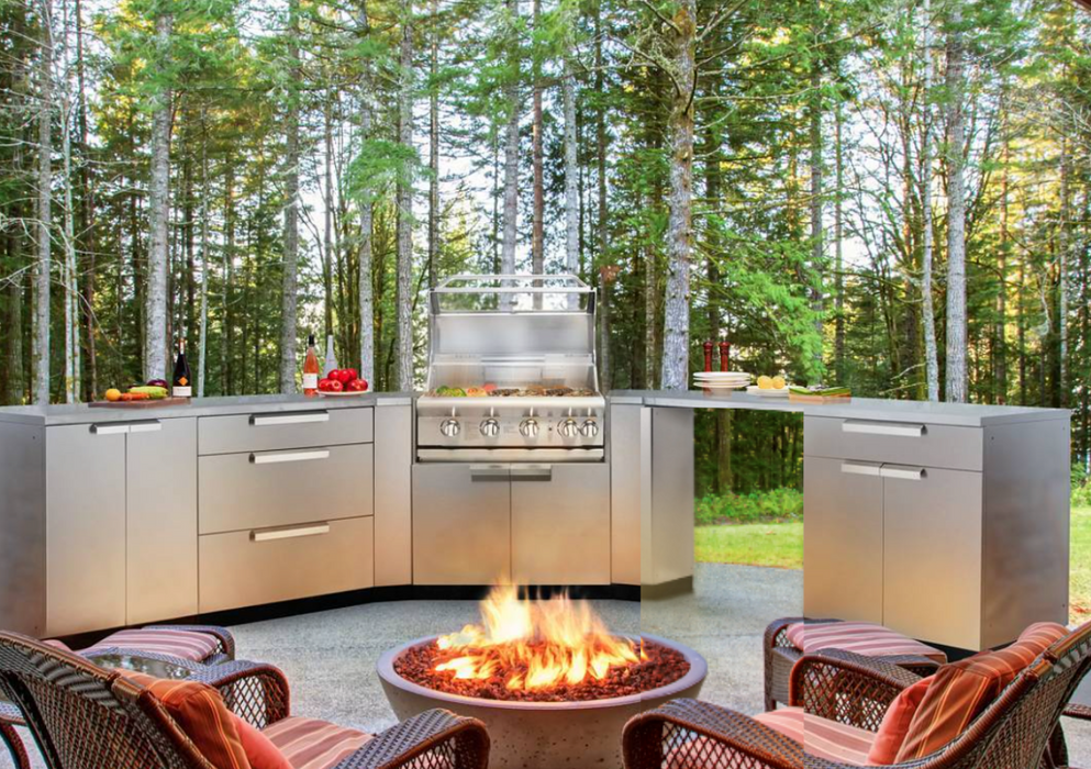 New Age - Outdoor Kitchen Stainless Steel 7 Piece Cabinet Set + Counter Top