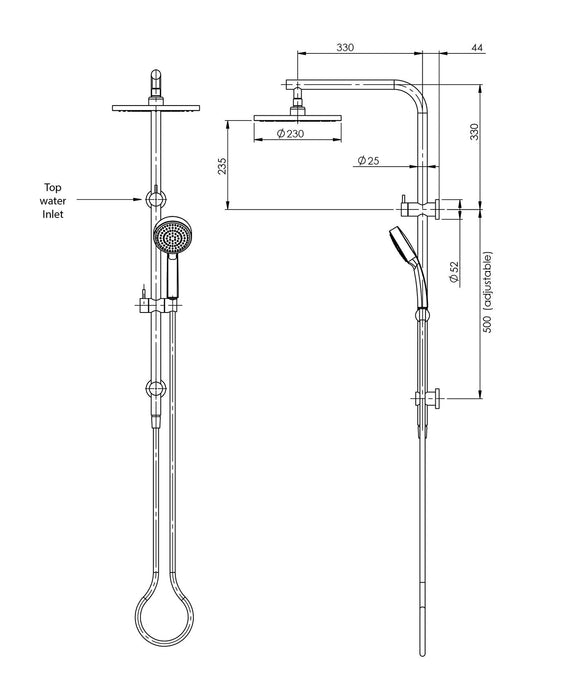 PHOENIX - VIVID SLIMLINE TWIN SHOWER BRUSHED NICKEL