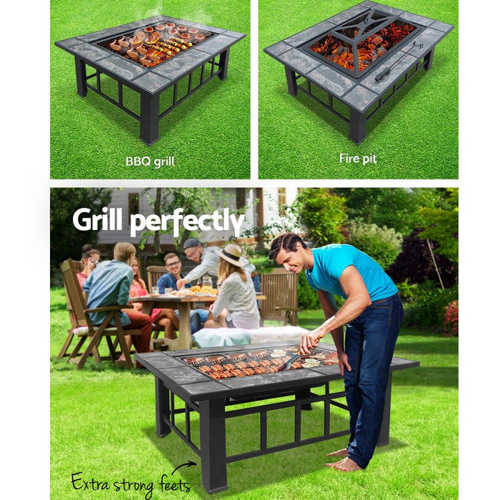 Grillz Cheswick - Fire Pit Table BBQ Grill Outdoor Garden Patio