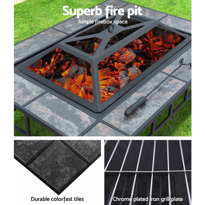 Grillz Cheswick - Fire Pit Table BBQ Grill Outdoor Garden Patio