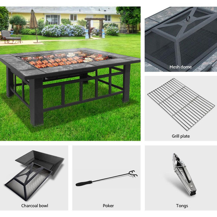 Grillz Cheswick - Fire Pit Table BBQ Grill Outdoor Garden Patio