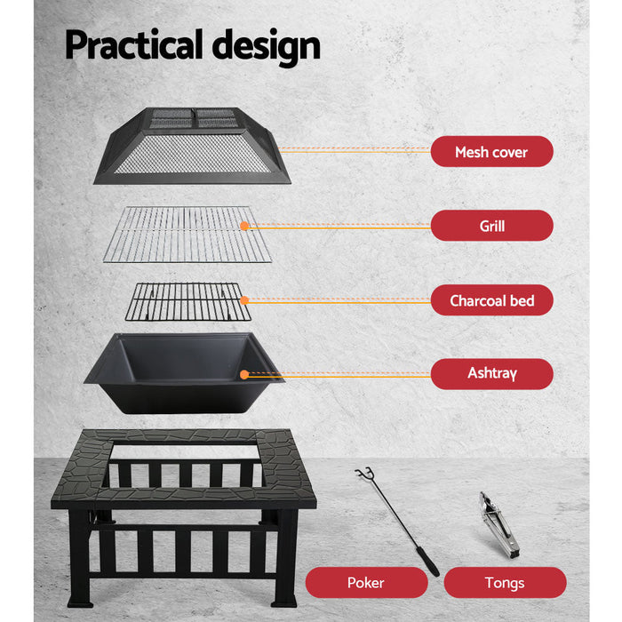 Grillz Cheswick - Fire Pit Table BBQ Grill Outdoor Garden