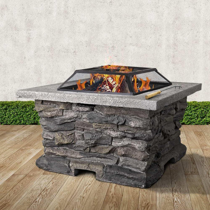 Grillz Cheswick - Stone Base Outdoor Patio Heater Fire Pit Table